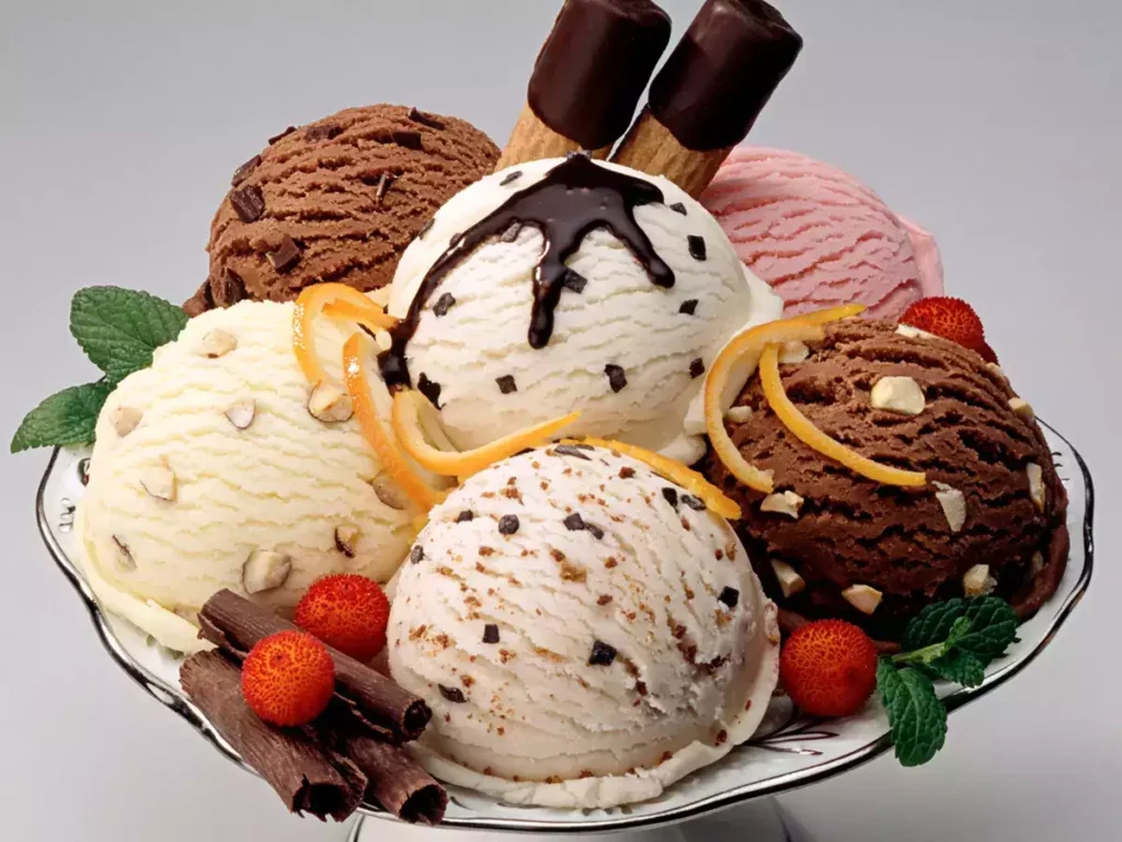 Image representing an ice cream with different flavors