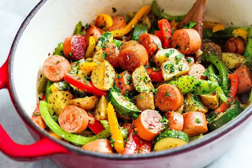 Image representing a Healthy Turkey Sausage mixed with veggies