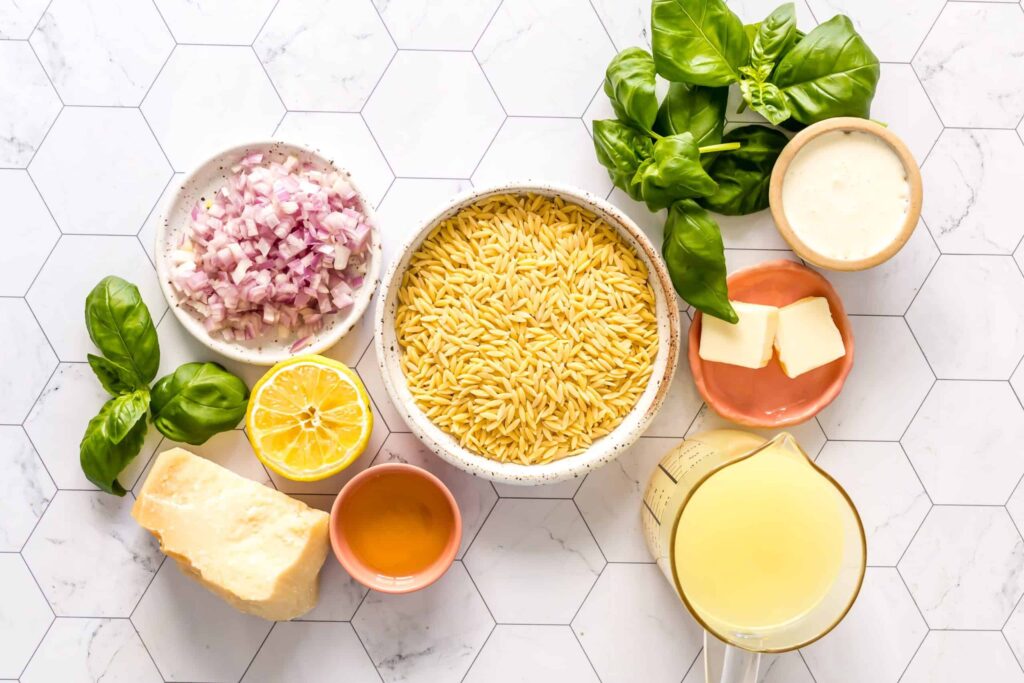 image representing ingredients of orzo